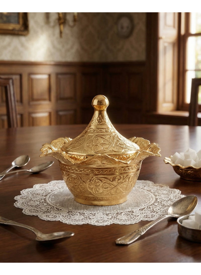 Chic Ottoman-Style Copper Sugar Pot with Lid – Magical Gold Color, Stylish Design, Made in Turkey - Image 4